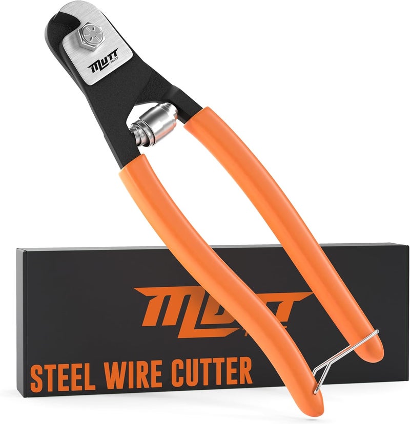 AMERICAN MUTT TOOLS مقصات كابلات مالت تولز من الفولاذ - مقصات كابلات ثقيلة لتحريك الأسلاك الفولاذية - تقطع الأسلاك حتى 5/32 بوصة في القطر - تقطع الدرابزين، وخطوط فرامل الدراجات، وأختام الشاحنات - Image 1